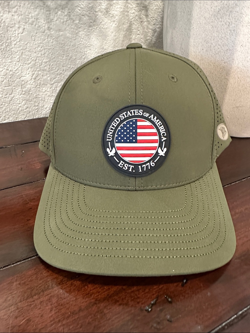 Olive Green Baseball Cap with USA Patch-NWOT